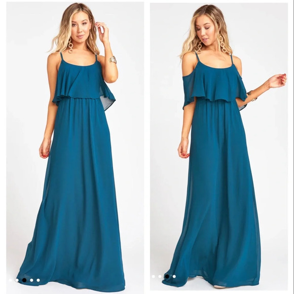 NWT Show Me Your Mumu Caitlin Ruffle Maxi Dress Deep Jade Green Size XS - Picture 1 of 10